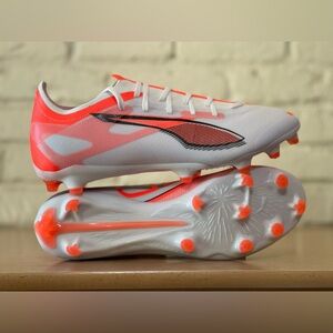 Puma Ultra 5 Match FG/MG 108166-01 Soccer Cleats Football White Orange Men Sizes